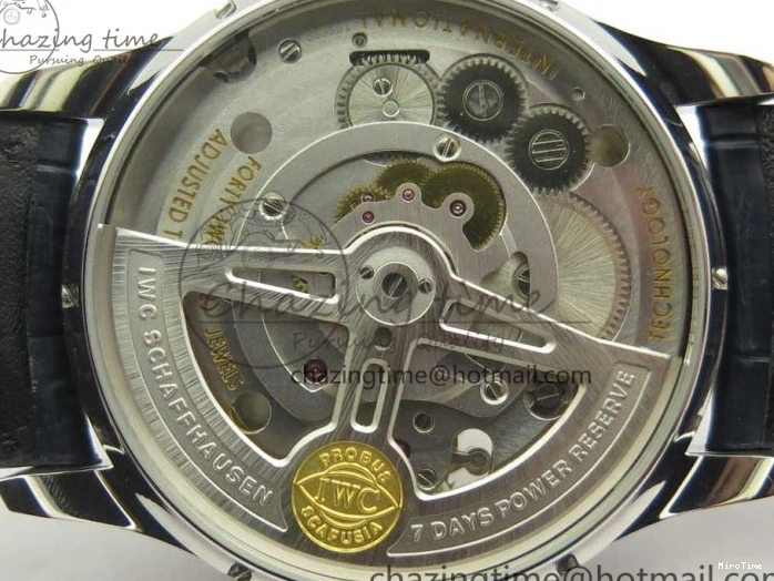 MIROTIME 0111 Cozy Portuguese Tourbillon IW5463 SS ZF Best Edition White Dial Blue Hands on Blue Leather Strap 7172